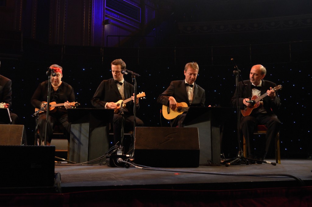 'Noodly' Nick Browning, playing at the Royal Albert Hall with the Ukulele Orchestra of Great Britain